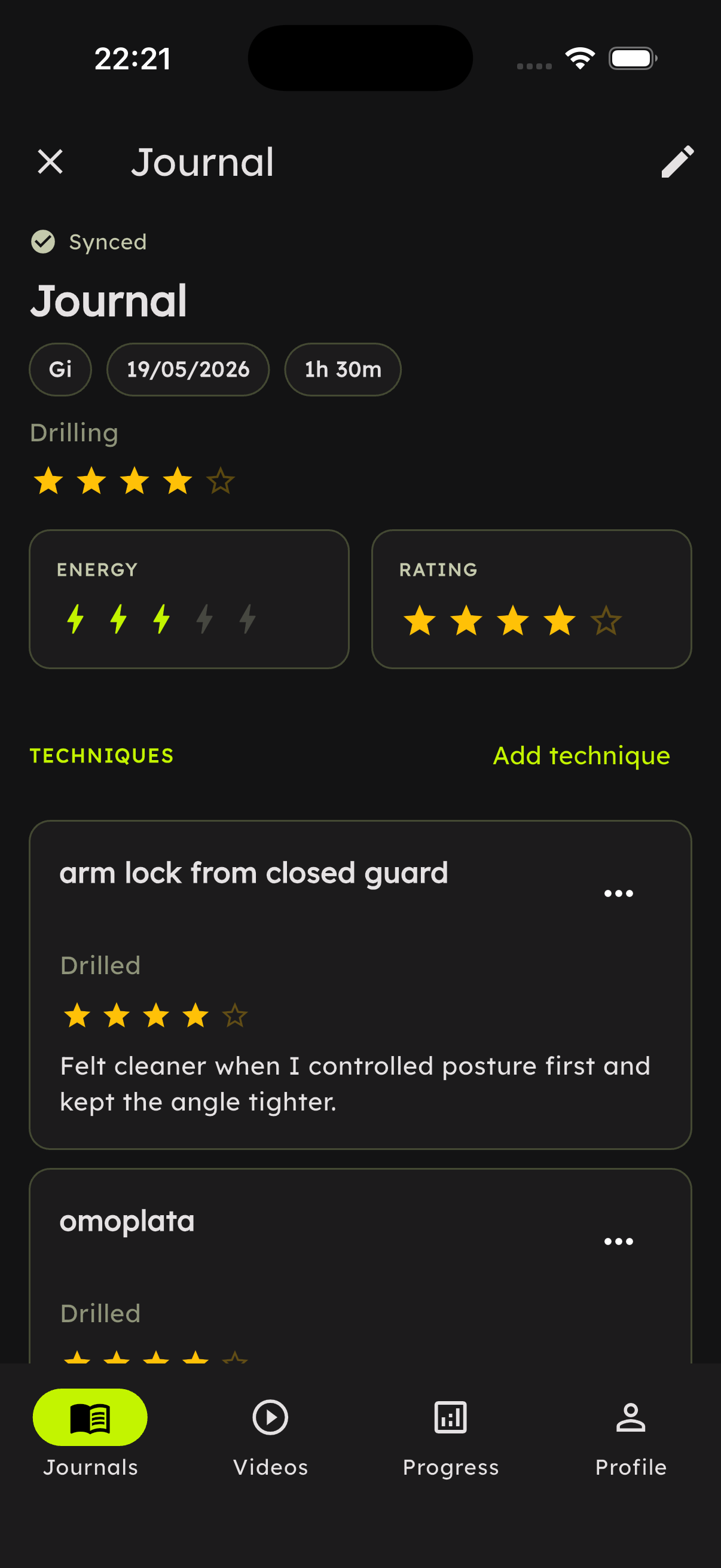 Journal detail screen