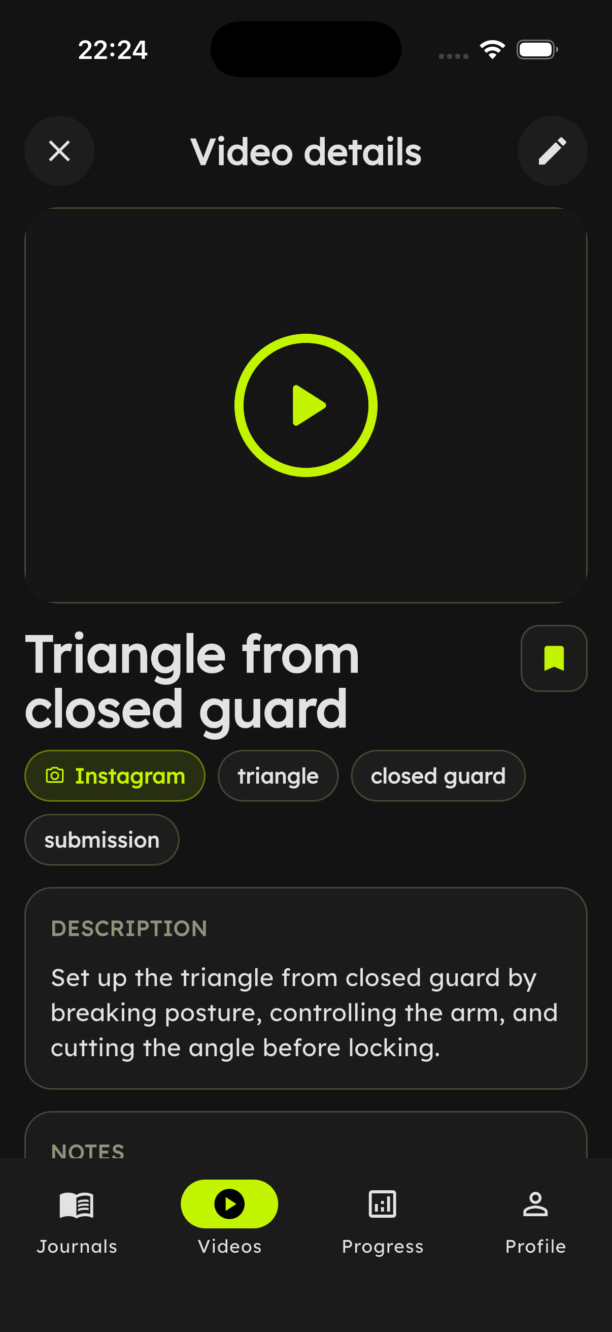 Video detail screen